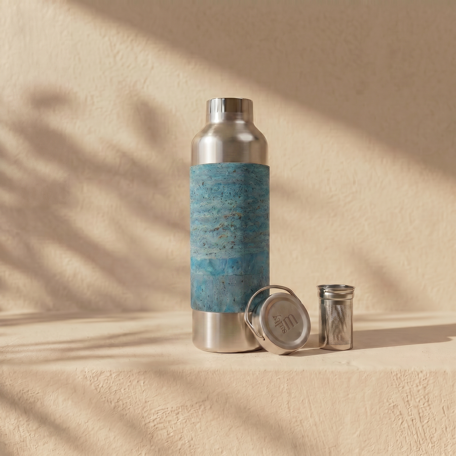 Edelstahl Trinkflasche 750ml mit Korksleeve