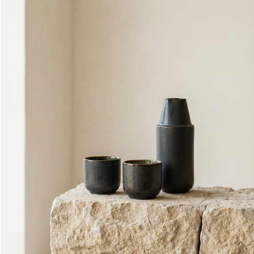 Handgemachte Keramik Karaffe und Becher aus Portugal