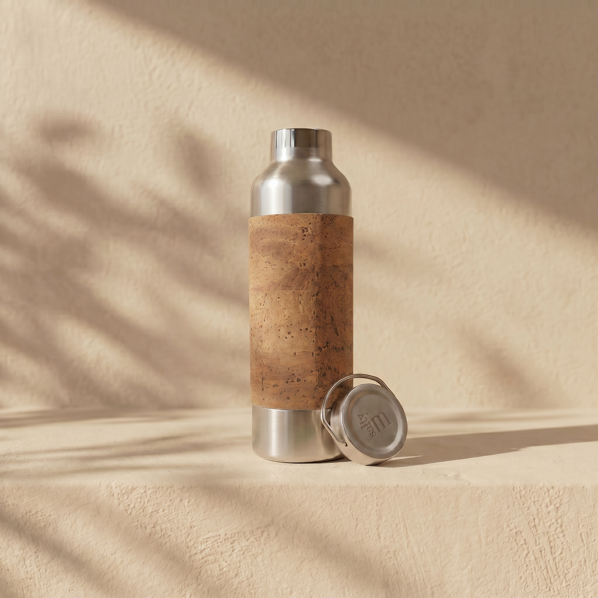Edelstahl Trinkflasche 750ml mit Korksleeve