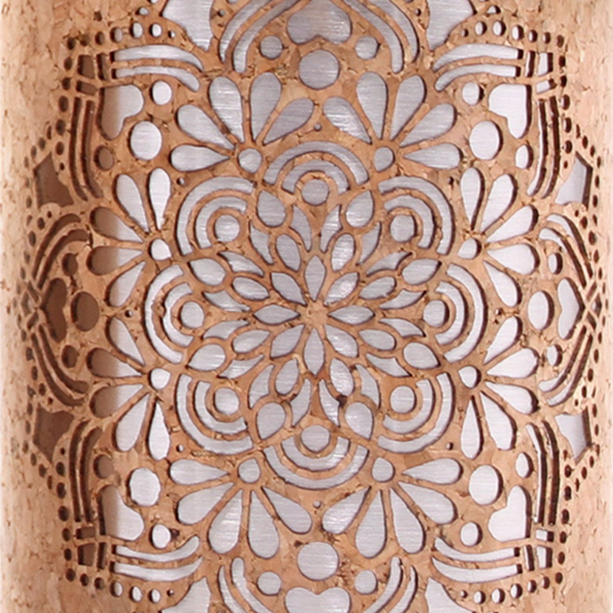Edelstahl Trinkflasche mit Mandala Cut und Korkummantelung - 750ml + Teesieb