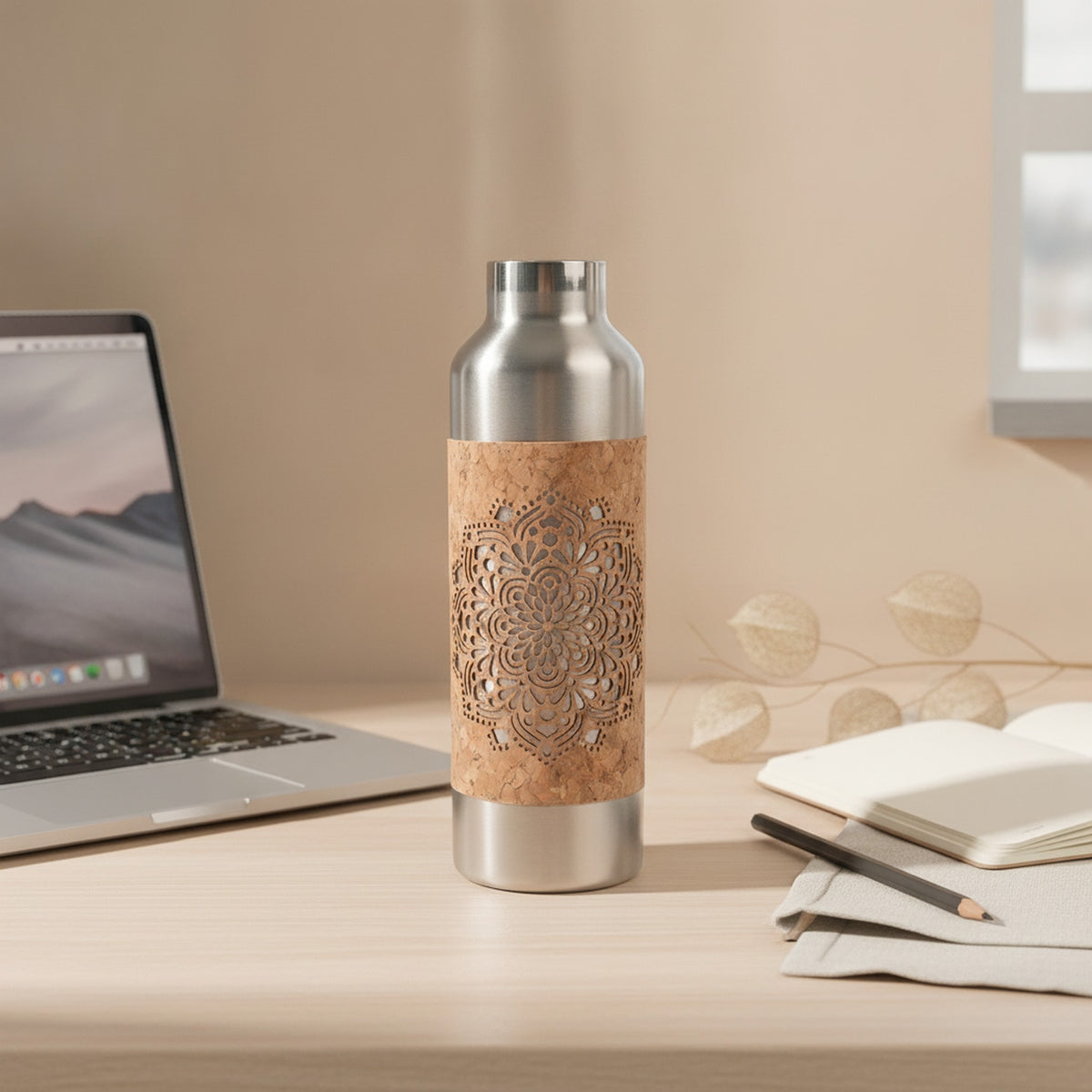 Edelstahltrinkflasche mit Kork - 750ml