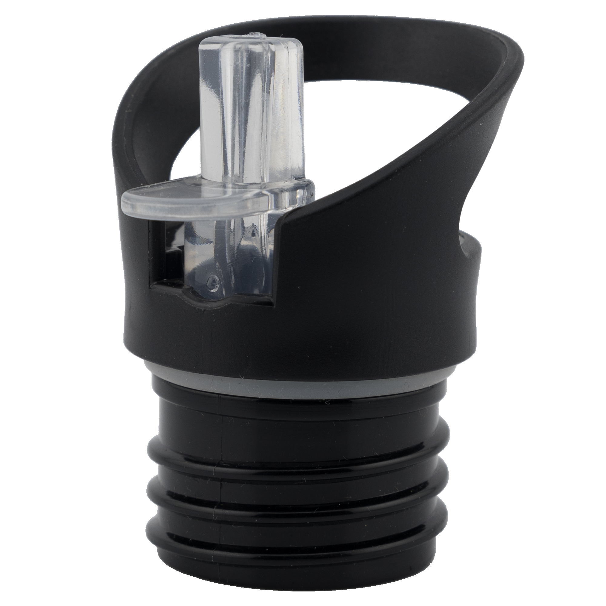 Trinkaufsatz mit Strohhalm für Edelstahltrinkflaschen - Durchmesser 4,5cm - schwarz